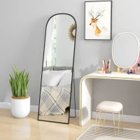 HOMCOM Lustro stojące całociałowe duże lustro, nowoczesny design, 50 cm x 1,5 cm x 161,5 cm, Czarne(m-9)