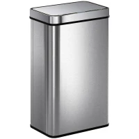 HOMCOM 60 L Sensor Can,  Sensor Bin with Soft-Close Lid, Fingerprint-Proof Stainless Steel, Silver Tone(m-1)