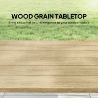 Outsunny Stolik zewnętrzny, prostokątny metalowy stolik pomocniczy z blatem imitującym drewno, 100 x 55 cm, brązowy(m-4)