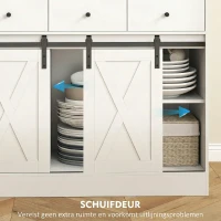 HOMCOM Keukenkast met Planken, Kasten, Lades en Werkruimte, Landelijke Sfeer, Verstelbare Planken, Hout, Wit(m-7)