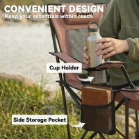 Outsunny Set 2 Sillas de Camping Plegables en Tejido Oxford y Metal con Reposapiés Desmontable, Marrón y Negro(m-4)