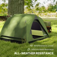Outsunny 3-4 Person Camping Tent, Easy Set Up Waterproof Dome Tent with Sewn-in Groundsheet, Mesh Windows, Pocket and Hook for Camping, Hiking, Backpacking, Olive Green and Grey(m-5)