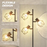 HOMCOM Lampa podłogowa z 3 gniazdami E27, do salonu, nowoczesna(m-5)