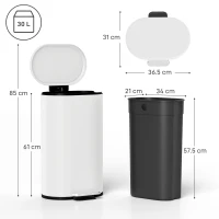 HOMCOM 30 L Modern Curved Kitchen Bin - Cream(m-3)