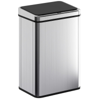 HOMCOM Kosz na śmieci z czujnikiem 40L Stal nierdzewna Automatyczny kosz na śmieci z miękkim zamykaniem 35,5 x 26 x 55 cm Srebrny