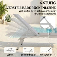 Outsunny Sonnenliege Atmungsaktive Gartenliege mit 6-fach Verstellbar Rückenlehne Aluminiumrahmen Hellgrau(m-4)