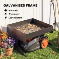 Outsunny Garaż dla Robotów Koszących z Donicą, Trwały Garaż z Ocynkowanej Stali, Czarny(m-4)