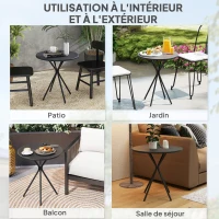 Outsunny Round Garden Table Ø 60 cm, Steel Frame Patio Table, 50 kg Load, Indoor & Outdoor, Black(m-6)