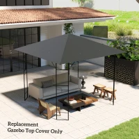 Outsunny 3 x 3(m) Gazebo Canopy Replacement Cover, Garden Gazebo Roof Replacement with Drain Holes, Water Resistant PVC Coating, 370g/㎡, UPF30+, TOP COVER ONLY, Grey(m-7)