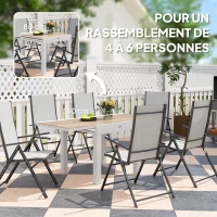 Outsunny Extendable garden dining table for 6 people with rectangular top, aluminum frame, 60x80x75cm(m-4)