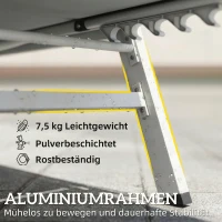 Outsunny Sonnenliege Atmungsaktive Gartenliege mit 6-fach Verstellbar Rückenlehne Aluminiumrahmen Hellgrau(m-5)