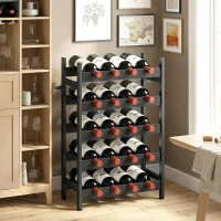 HOMCOM Wine Rack Freestanding Industrial Liquor Cabinet 5-Tier 20 Bottles Bar Stand with Adjustable Feet, Black(m-8)