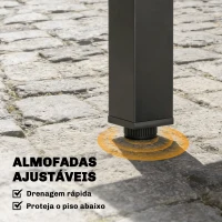 Outsunny Mesa de Jantar Exterior Extensível 80-160 cm - Mesa de Jardim Retangular para 4-6 Pessoas, Terraço, Preto(m-7)