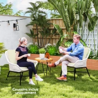 Outsunny Set of 2 Seat and Back Cushions, Indoor and Outdoor Seat and Back Cushions, Cream(m-7)