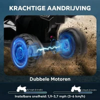 HOMCOM Elektrisch Kinderquad, LED-Koplampen, MP3-Speler, Schokdempers, Ergonomische Zit, wit+zwart(m-7)