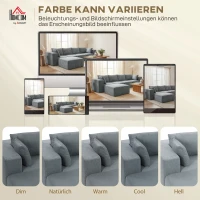 HOMCOM Modulares Ecksofa, U-Form Sofa mit breitem und tiefem Sitz, 2 Hocker, dunkelgrau(m-7)
