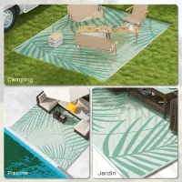 Outsunny Reversible Outdoor Garden Mat 365L x 274l cm Waterproof Leaf Pattern with Carry Bag, Green Cream(m-5)