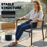 Outsunny Tuinmeubelset Zitgroep voor 4 Personen Ademend Tuinlounge met 2-zitsbank 2 Fauteuils Metalen Tafel Voetbeschermers(m-6)