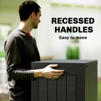 Outsunny 93L Plastic Garden Storage Box, Outdoor Storage Box with Handles, Waterproof Outdoor Storage Container, Black(m-5)