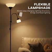 HOMCOM Lampa stojąca w stylu matka-dziecko, wysoka, z regulowanym ramieniem i 3 temperaturami barw, czarna(m-6)