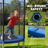 SPORTNOW Trambulină Elastică pentru Adulți Ø244cm, Covor Elastic pentru Adulți cu Plasă de Protecție, Scară cu 2 Trepte, Protecție pentru Arcuri, Structură din Oțel, Capacitate 100kg, Albastru(m-5)