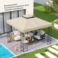 Outsunny 3 x 3 m Gazebo Canopy Replacement — 2-Tier, UPF30+, Drainage Holes, Cream(m-2)
