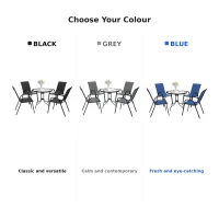 Outsunny Five-Piece Steel Patio Set, with Glass-Top Table - Dark Blue(m-10)
