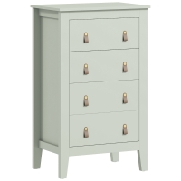 HOMCOM Bedroom Chest of Drawers, Modern 4 Drawer Dresser Cabinet with PU Leather Handles and Metal Runners for Living Room, Hallway, Entryway, 60 x 40 x 98 cm, Green