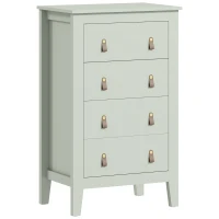 HOMCOM Bedroom Chest of Drawers, Modern 4 Drawer Dresser Cabinet with PU Leather Handles and Metal Runners for Living Room, Hallway, Entryway, 60 x 40 x 98 cm, Green(m-1)