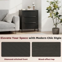 HOMCOM Chest of Drawers, Dresser with 3 Fabric Drawers and Aluminium Handles - Black(m-8)