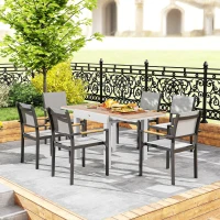 Outsunny Extendable garden dining table for 6 people with rectangular top, aluminum frame, 60x80x75cm(m-7)