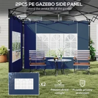 Outsunny 2-częściowy zestaw ścian bocznych do pawilonu 3x3 3x6, wodoodporne ściany z oknami, niebieskie(m-4)
