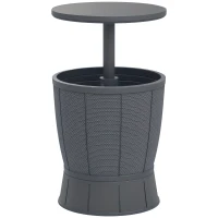 Outsunny 3-in-1 Cooler Table, Cocktail Table with Ice Bucket, Telescopic Top for Garden, Ø 49 x 58-84 cm, gray(m-10)