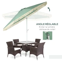Outsunny Garden parasol tilting outdoor parasol with fringes and crank 8 ribs dim. Ø 2.65 x 2.45 H m green(m-4)