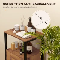 kleankin Bathroom base cabinet with slatted door steel frame open niche 37 x 30 x 85 cm rustic brown(m-6)