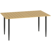 Outsunny Masă de grădină 150x90 cm, rezistentă la intemperii, masă de balcon din oțel cu orificiu pentru umbrelă, maro