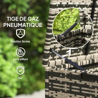 Outsunny Wicker-Effect Resin Garden Chest Outdoor Storage Box 350 L 2-Tier Gas Strut 118x57x69cm mixed gray(m-5)