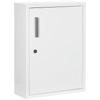 kleankin Medicine Cabinet 2 Shelves 3 Levels with Lockable Door 2 Keys 40 x 15 x 53.5 cm White(m-10)