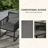 Outsunny 3-delige Bistroset Balkonset Terrasset, weerbestendig, modern design, 53 cm x 57 cm x 77 cm, Zwart + Grijs(m-5)