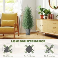 HOMCOM 90cm Artificial Cypress Trees Set of 2, UV Resistant Artificial Plants with Decorative Pot, Fake Plants for Indoor Outdoor Decor, Green(m-5)