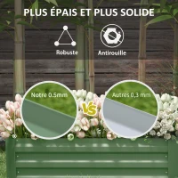 Outsunny Set of 2 Raised Garden Beds, dim. 100L x 50l x 30H cm - Corrugated Steel, Green(m-6)