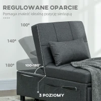 HOMCOM 4-w-1 wielofunkcyjna rozkładana sofa, składany fotel do spania z regulowanym oparciem i poduszką(m-5)