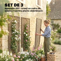 Outsunny Grilaj de Grădină, Pergolă cu Răchită de 8mm, Partea Superioară Plată, Finisaj Natural(m-4)