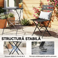 Outsunny Set Bistro Exterior, Mobilier Pliabil cu Masă și 2 Scaune, Negru(m-8)