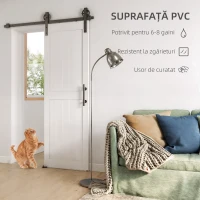 HOMCOM Ușă Glisantă în Stil Country cu Șină și Mâner din Lemn și Oțel, 71,5x213,4 cm, Alb și Negru(m-3)