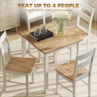 HOMCOM Stół z Drewna Kauczukowego dla do 4 Osób, Antypoślizgowe Podkładki, Drewno Naturalne(m-4)