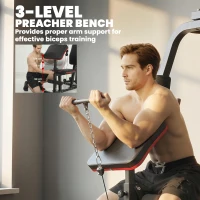 SPORTNOW Home Multi Gym Smith Machine with 65kg Weight Stack, Cable Pulley System, Chest Station, Preacher Pad & Leg Developer(m-9)