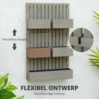 Outsunny Houten verhoogd plantenbed, verstelbaar met latwerk, tuinbed 60x16x100cm Grijs(m-5)