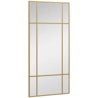HOMCOM Decorative Grid Wall Mirror, with Back Hooks - Gold Tone(m-11)