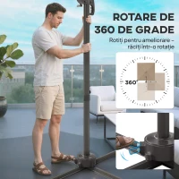 Outsunny Umbrelă de Grădină 3x3m Decentralizată cu Bază în Formă de Cruce și Acoperiș, din Aluminiu, Kaki(m-6)